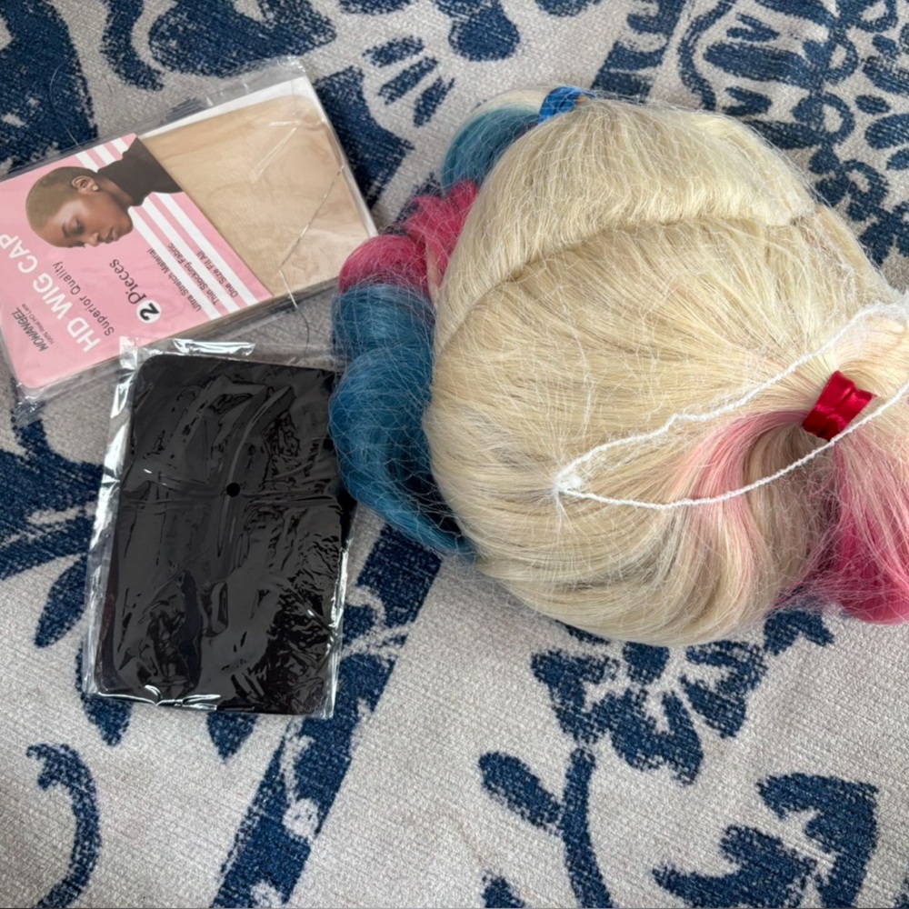 Harley Quinn Wig with 2 Pieces HD Wig Cap Cosplay Costume